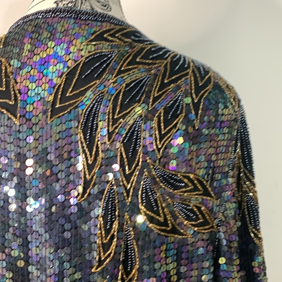 Vintage Creative Creations by Jewell Queen Beaded Silk Jacket Size: L - Picture 10 of 16